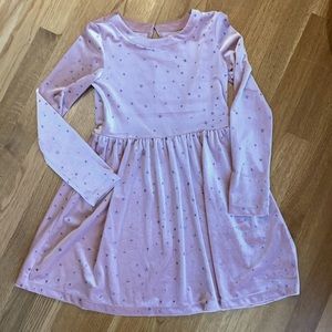 Pink velvet dress with miniature glitter stars